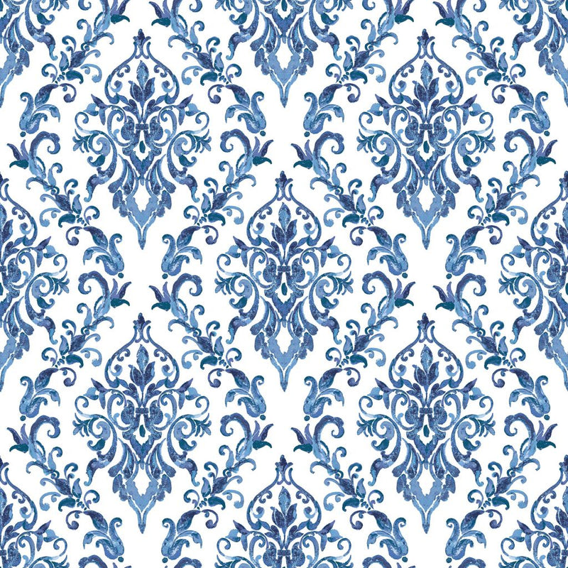 San Marco Damask - Sapphire - RM Coco - Fabric by the Yard