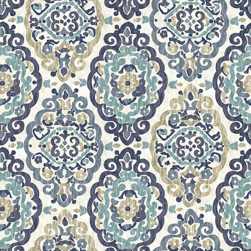 Scroll Medallion - Indigo - RM Coco - Fabric by the Yard