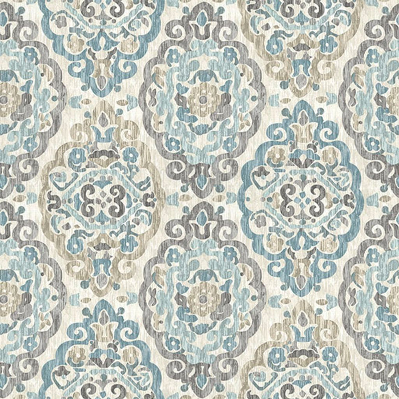 Scroll Medallion - Blue Steel - RM Coco - Fabric by the Yard