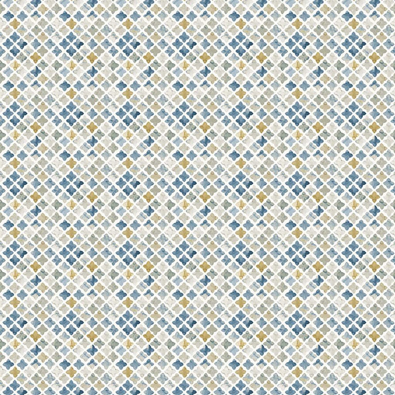 Kew Medallion - Misty Blue - RM Coco - Fabric by the Yard