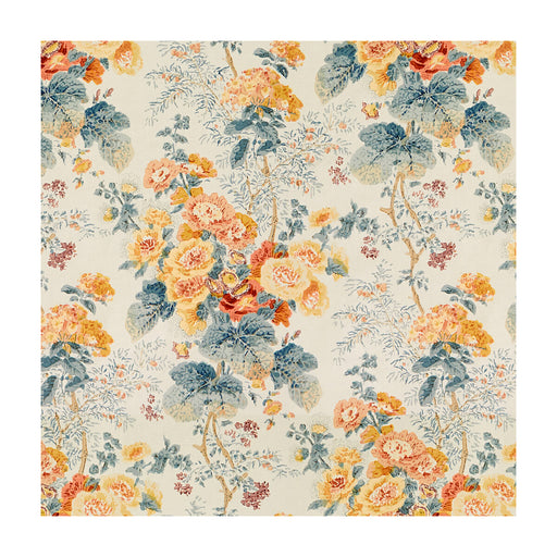 LEE JOFA - HOLLYHOCK HDB- APRICOT/LAKE - Fabric by the Yard APRICOT/LAKE