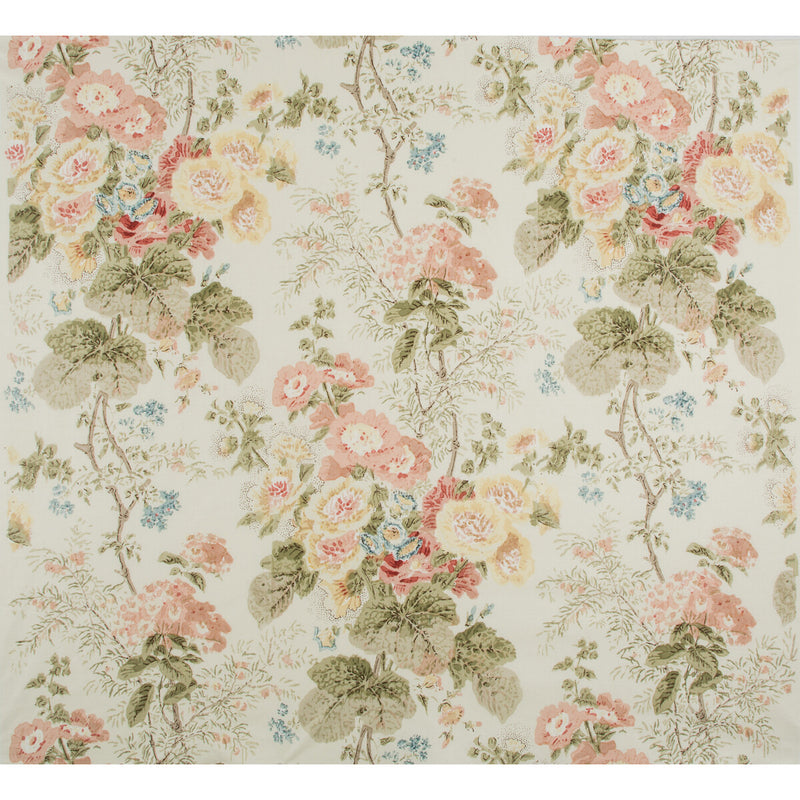 LEE JOFA - HOLLYHOCK HDB- CORAL/OLIVE - Fabric by the Yard CORAL/OLIVE