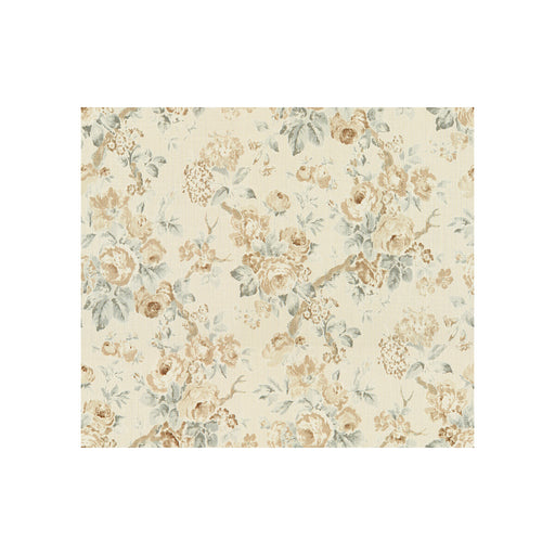 LEE JOFA - GARDEN ROSES- BEIGE/AQUA - Fabric by the Yard BEIGE/AQUA
