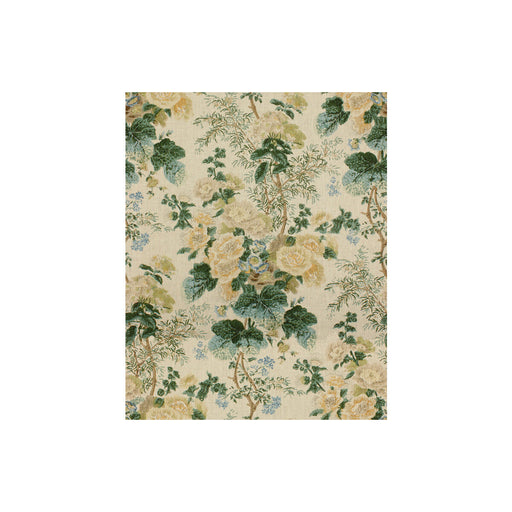 LEE JOFA - HOLLYHOCK HDB- LEMON/AQUA - Fabric by the Yard LEMON/AQUA
