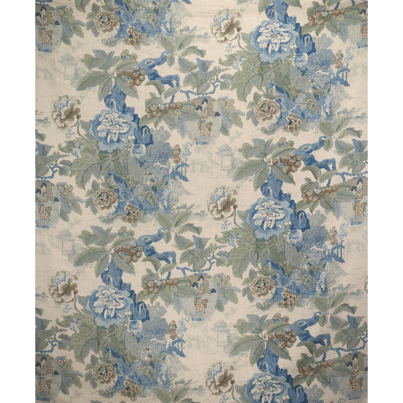 LEE JOFA - CHINESE LANTERN II- SKY/JADE - Fabric by the Yard SKY/JADE