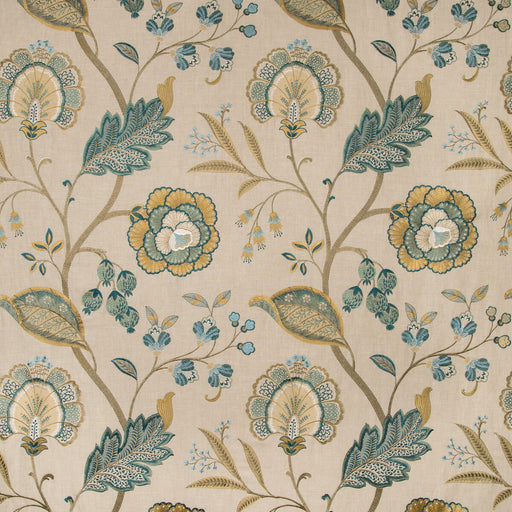 LEE JOFA - ASTON EMBROIDERY- TEAL - Fabric by the Yard TEAL