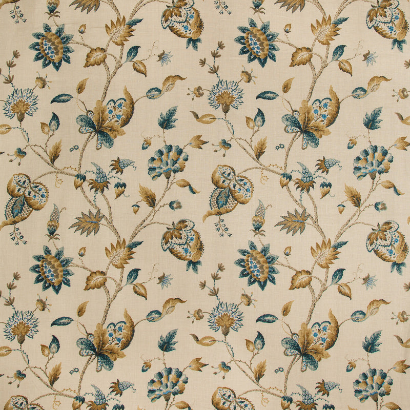 LEE JOFA - HOLLIN PRINT- PEACOCK - Fabric by the Yard PEACOCK