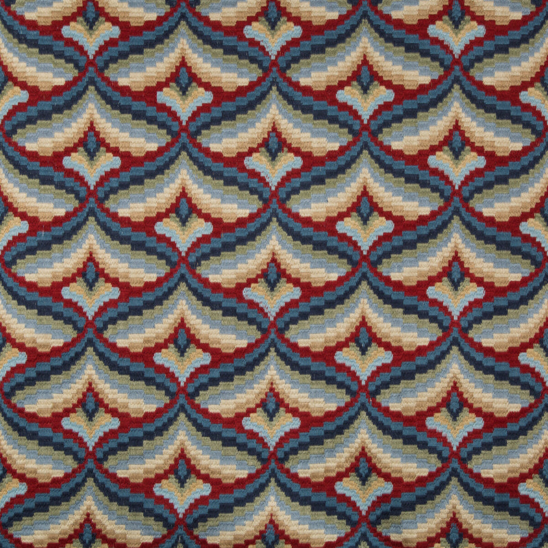 LEE JOFA - GILES EMBROIDERY- RED/BLUE - Fabric by the Yard RED/BLUE