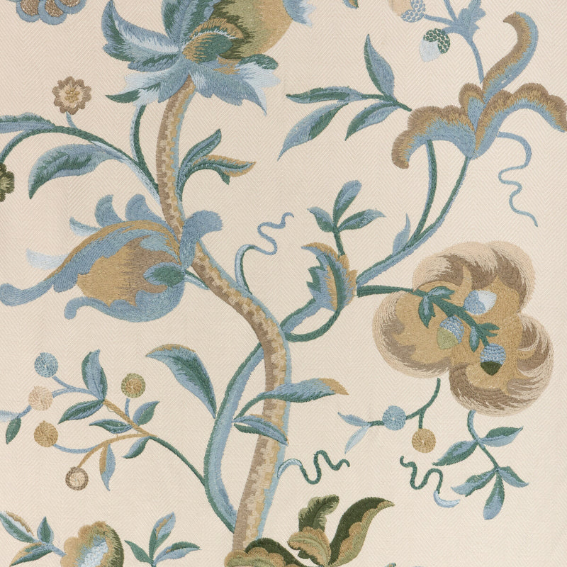 LEE JOFA - DORTON EMBROIDERY- TEAL - Fabric by the Yard TEAL