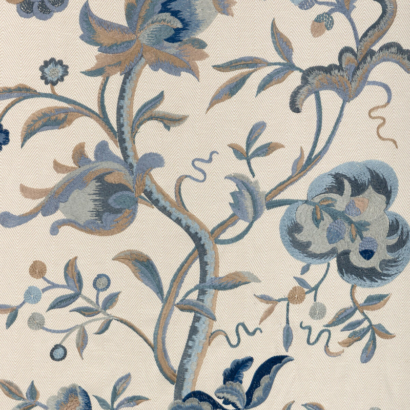 LEE JOFA - DORTON EMBROIDERY- INDIGO - Fabric by the Yard INDIGO