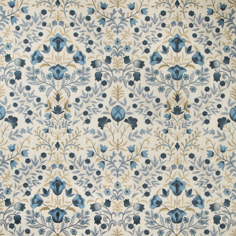LEE JOFA - LUXFORD EMBROIDERY- INDIGO - Fabric by the Yard INDIGO