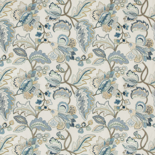 LEE JOFA - ORFORD EMBROIDERY- BLUE/GOLD - Fabric by the Yard BLUE/GOLD