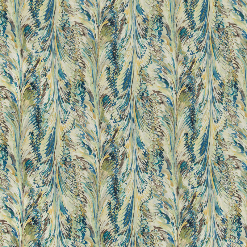 LEE JOFA - TAPLOW PRINT- PEACOCK/GOLD - Fabric by the Yard PEACOCK/GOLD