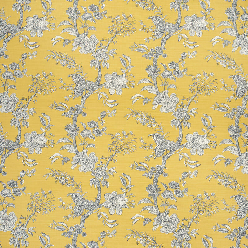 LEE JOFA - BEIJING BLOSSOM- AMB/NAVY - Fabric by the Yard AMB/NAVY