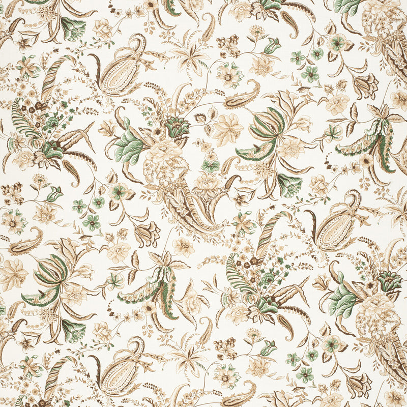 LEE JOFA - PAISLEY PASSION- BROW/GREE - Fabric by the Yard BROW/GREE