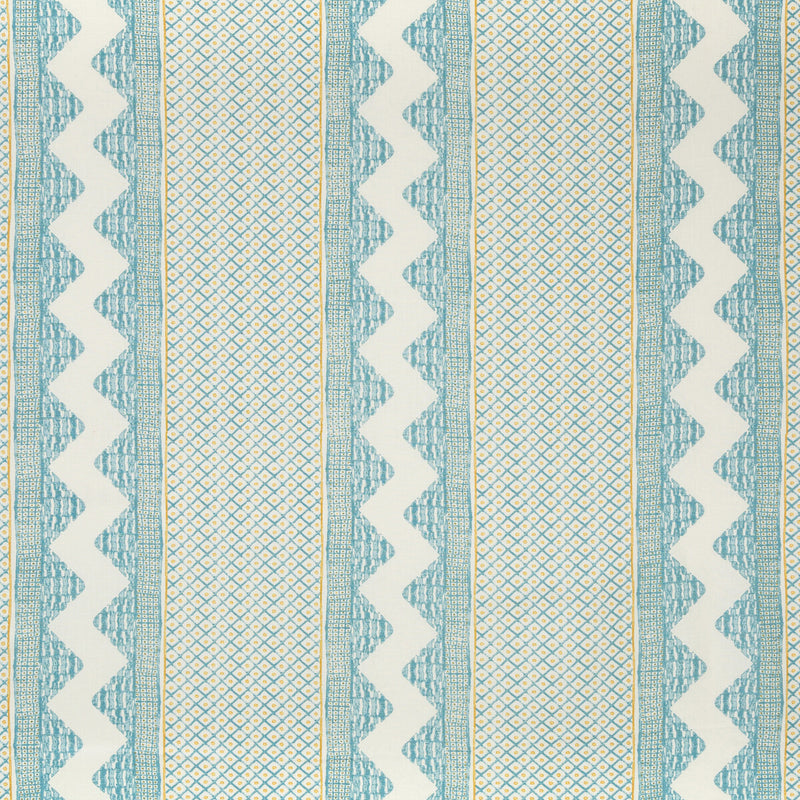 LEE JOFA - WHITAKER PRINT- OCEAN/GOLD - Fabric by the Yard OCEAN/GOLD