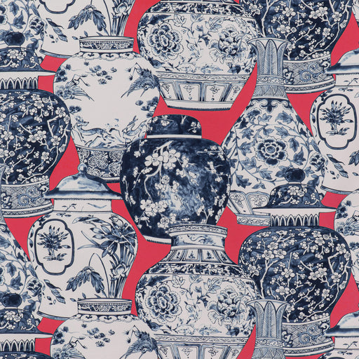 LEE JOFA - PANDAN PRINT- CHILI/BLUE - Fabric by the Yard CHILI/BLUE