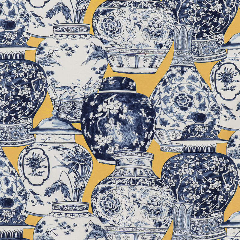 LEE JOFA - PANDAN PRINT- MAIZE/BLUE - Fabric by the Yard MAIZE/BLUE
