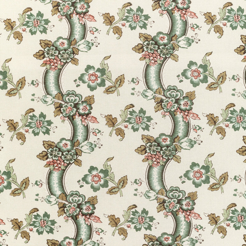 LEE JOFA - BENDAY PRINT- GREEN/ROSE - Fabric by the Yard GREEN/ROSE