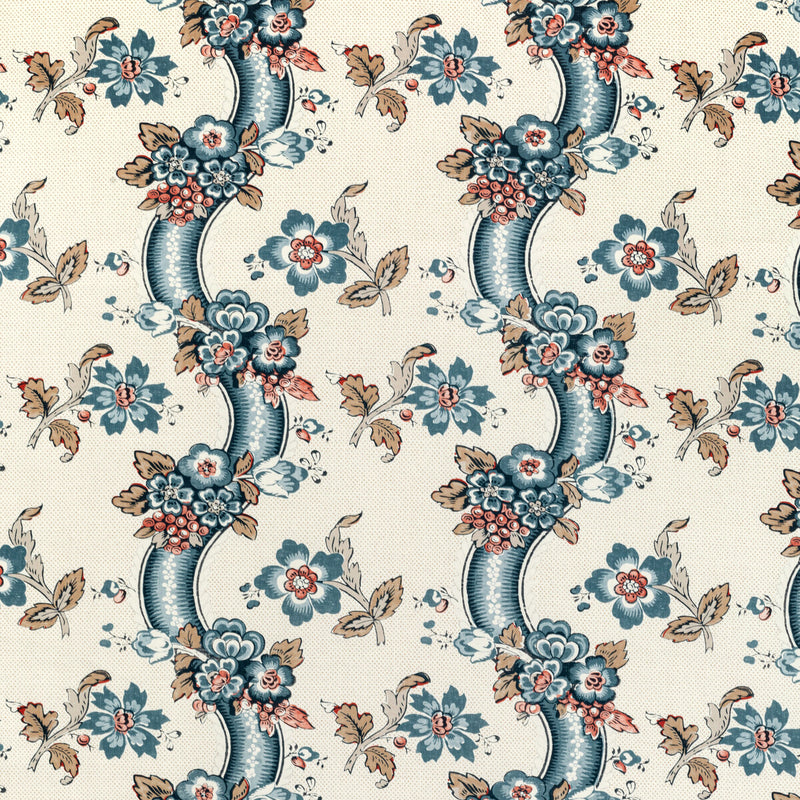 LEE JOFA - BENDAY PRINT- DENIM/BERRY - Fabric by the Yard DENIM/BERRY