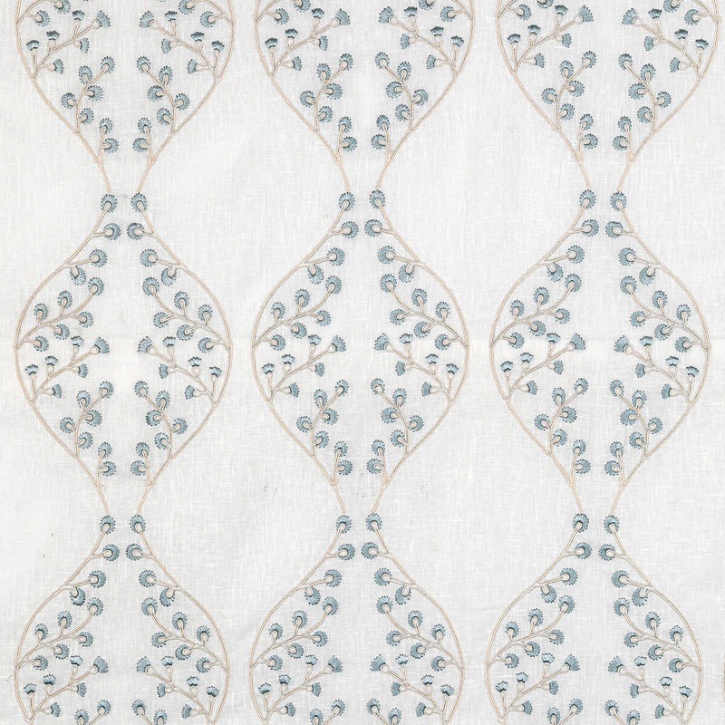 LEE JOFA - LILLIE SHEER- IVORY/BLUE - Fabric by the Yard IVORY/BLUE