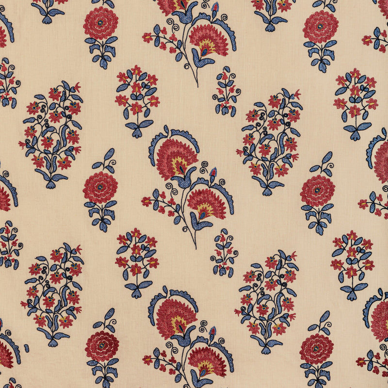 LEE JOFA - MEAD EMBROIDERY- RED/BLUE - Fabric by the Yard RED/BLUE
