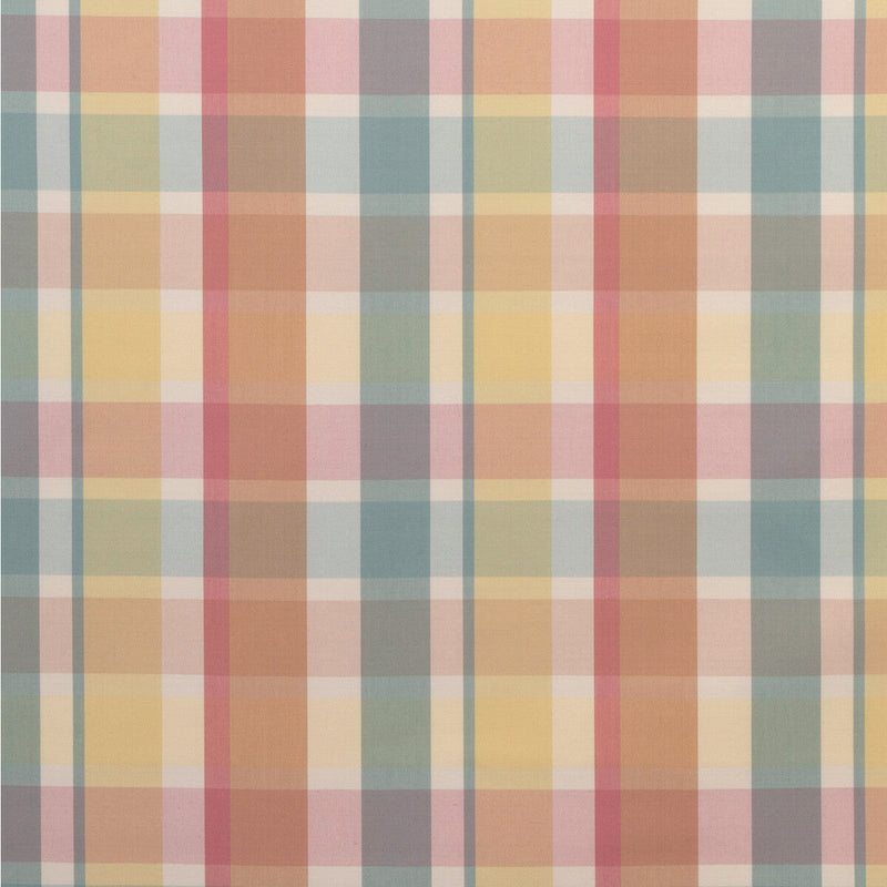 LEE JOFA - FISHER PLAID- MELON/AQUA - Fabric by the Yard MELON/AQUA