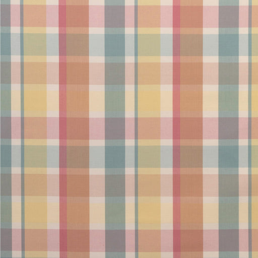 LEE JOFA - FISHER PLAID- MELON/AQUA - Fabric by the Yard MELON/AQUA