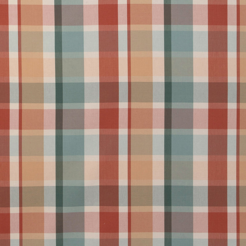 LEE JOFA - FISHER PLAID- TEAL/SPICE - Fabric by the Yard TEAL/SPICE
