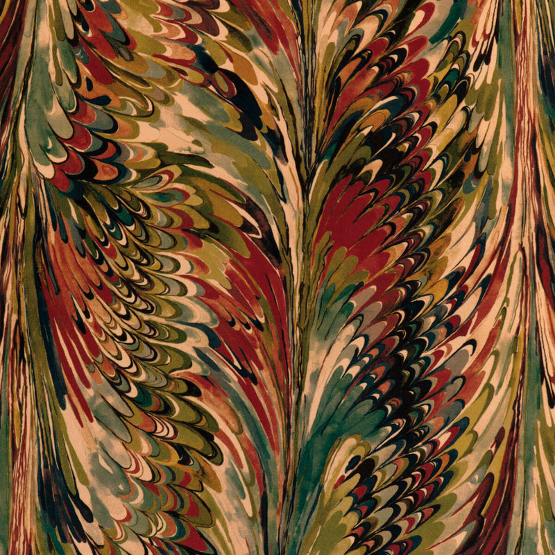 LEE JOFA - TAPLOW VELVET- BERRY/MOSS - Fabric by the Yard BERRY/MOSS