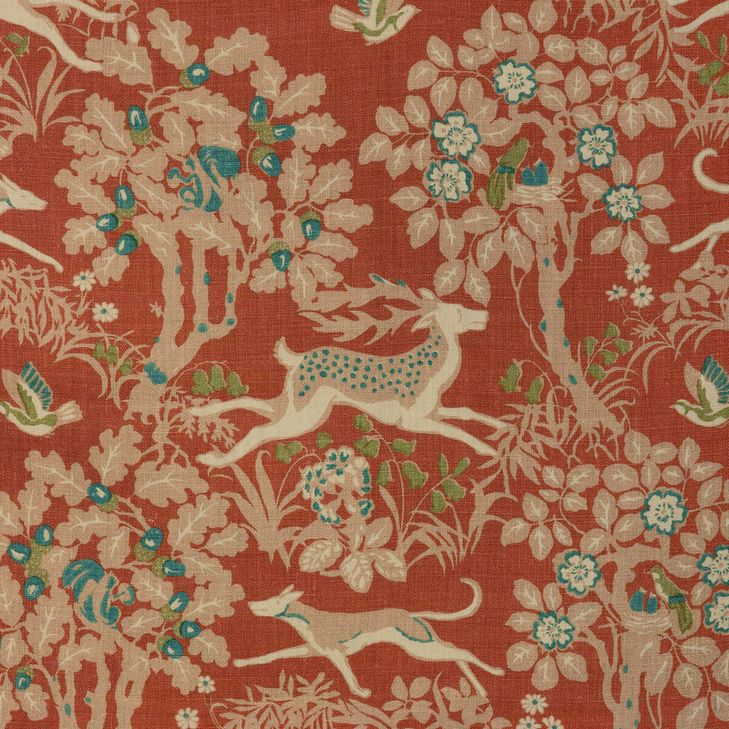 LEE JOFA - MILLE FLEUR PRINT- BRICK - Fabric by the Yard BRICK