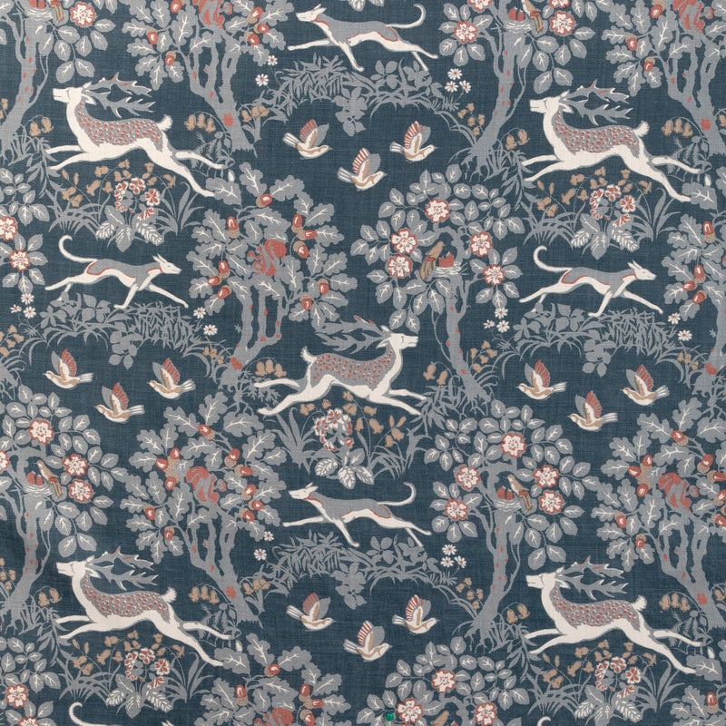 LEE JOFA - MILLE FLEUR PRINT- DENIM - Fabric by the Yard DENIM