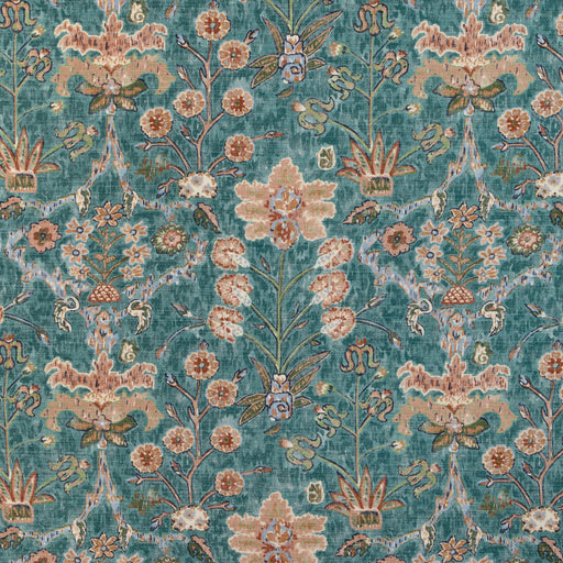 LEE JOFA - KERMAN PRINT- TEAL/ROSE - Fabric by the Yard TEAL/ROSE