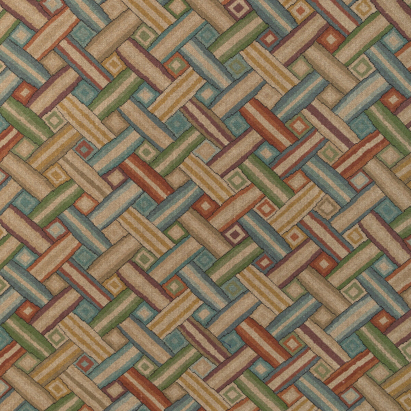 LEE JOFA - STRAPWORK PRINT- RED/MOSS - Fabric by the Yard RED/MOSS