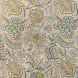 LEE JOFA - EDEN EMB- AQUA/GOLD - Fabric by the Yard