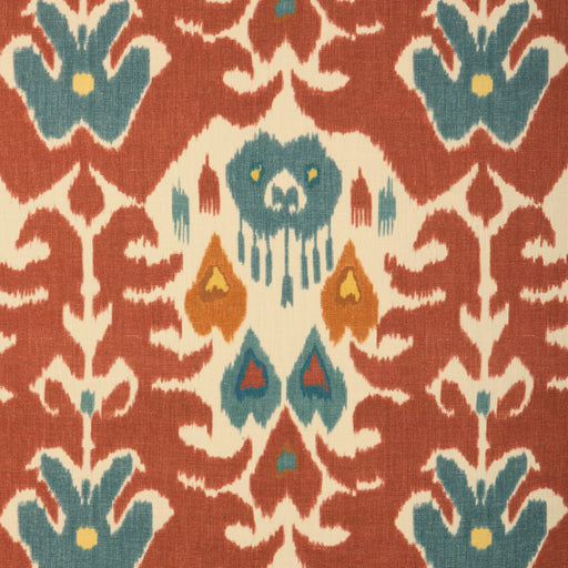 LEE JOFA - MARCO POLO II- BRICK/TEAL - Fabric by the Yard BRICK/TEAL