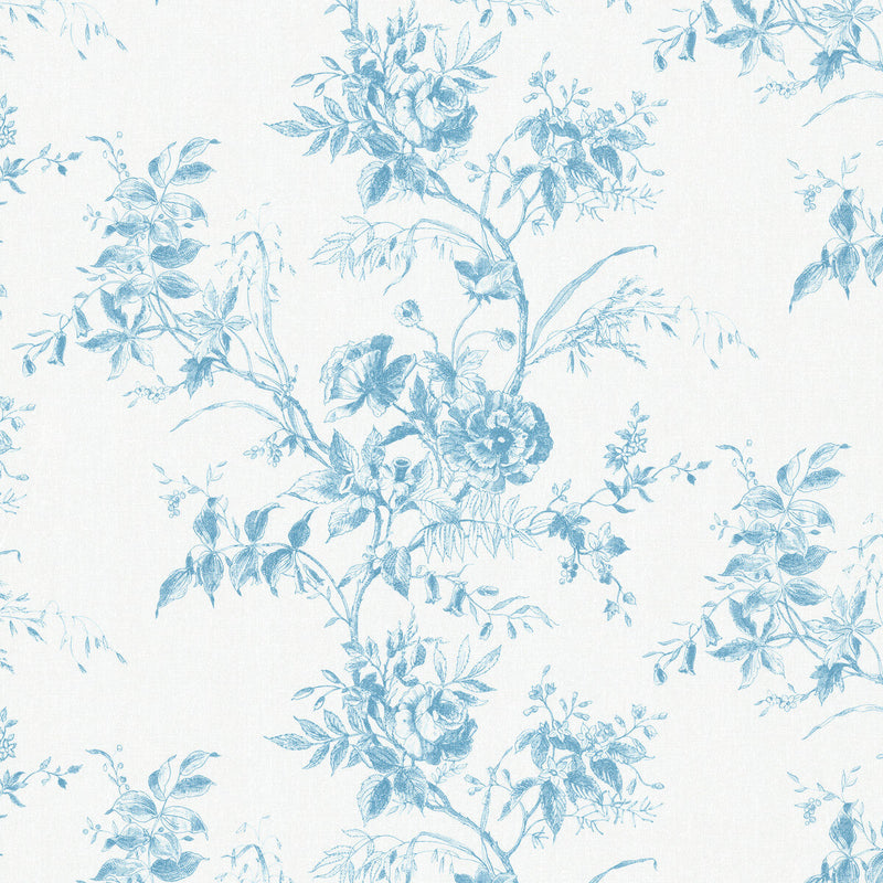 LEE JOFA - TEA ROSE TOILE - BLUE - Fabric By The YARD