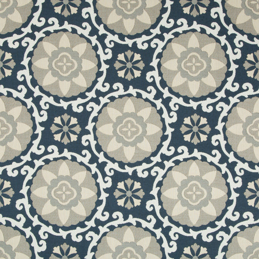 KRAVET DESIGN - EXOTIC SUZANI- INDIGO - Fabric by the Yard INDIGO