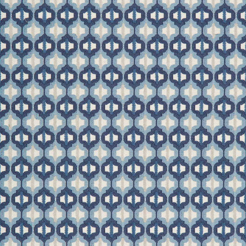 KRAVET COUTURE - TURNED OUT TILE- MARINE - Fabric by the Yard MARINE