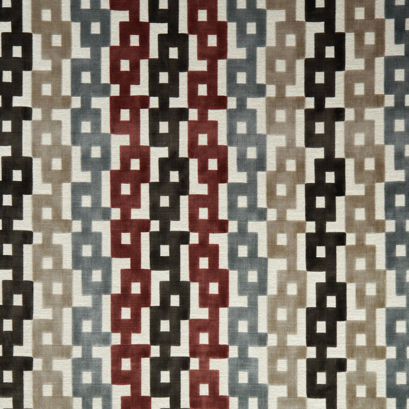 KRAVET COUTURE - CHAIN VELVET- PAPRIKA/GREY - Fabric by the Yard PAPRIKA/GREY