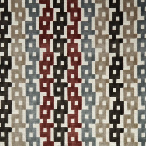 KRAVET COUTURE - CHAIN VELVET- PAPRIKA/GREY - Fabric by the Yard PAPRIKA/GREY