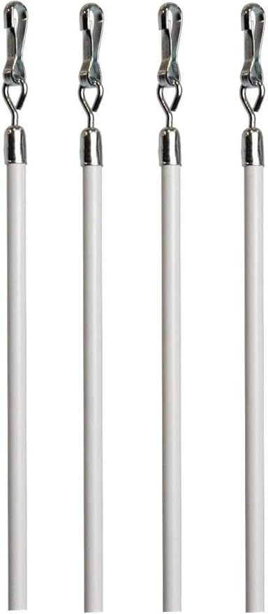 White Metal Fling Drapery Pull Wand - Available in Multiple Lengths and Sizes - For Easy Movement of Curtain Window Treatments