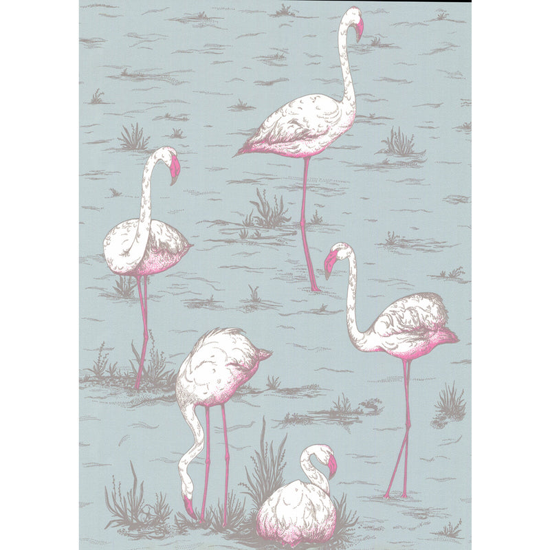 COLE & SON - FLAMINGOS- OALE BL - Wallcovering by the Roll OALE BL