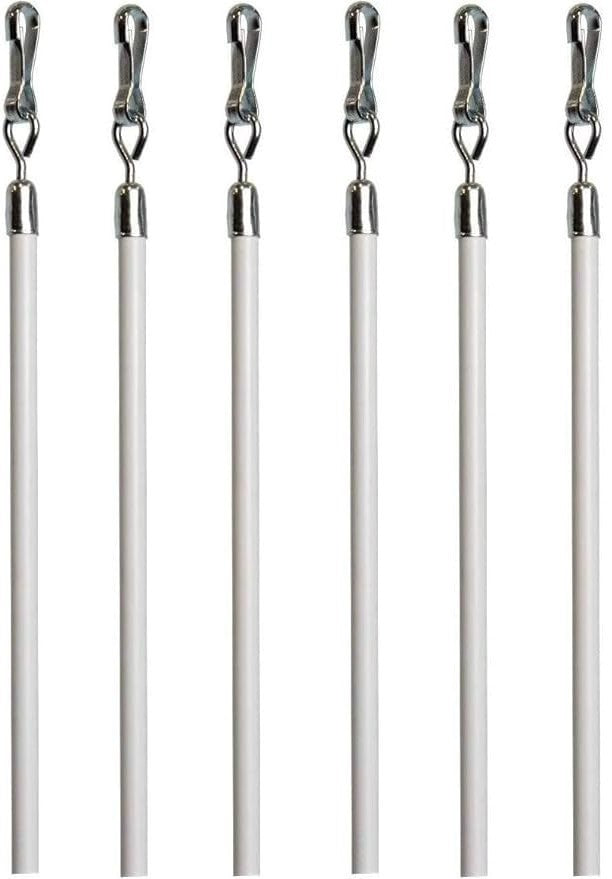 White Metal Fling Drapery Pull Wand - Available in Multiple Lengths and Sizes - For Easy Movement of Curtain Window Treatments