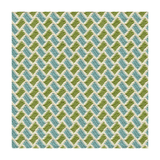 BRUNSCHWIG & FILS - NEW BRIQUETAGE- AQUA/LIME - Fabric by the Yard AQUA/LIME