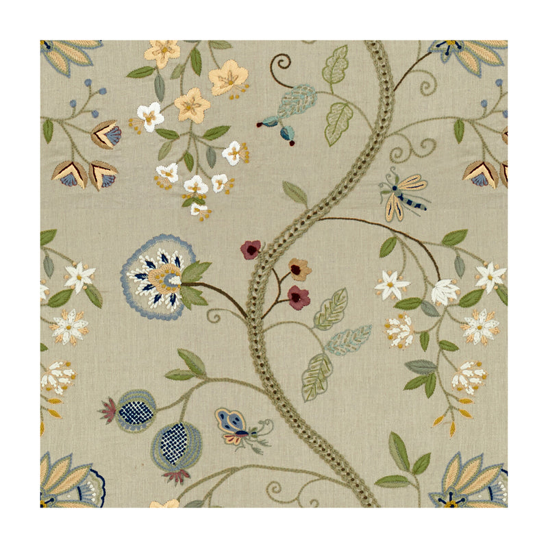 BRUNSCHWIG & FILS - CLAUDIA- AQUA/GRAY - Fabric by the Yard AQUA/GRAY