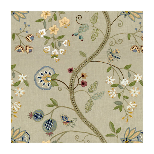 BRUNSCHWIG & FILS - CLAUDIA- AQUA/GRAY - Fabric by the Yard AQUA/GRAY
