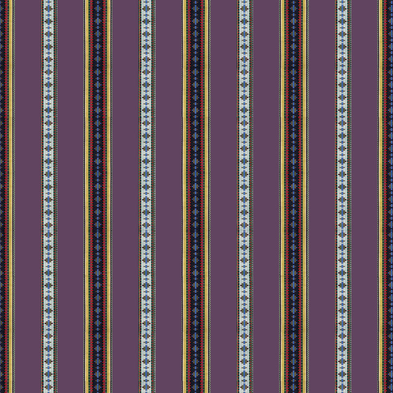 BRUNSCHWIG & FILS - RAYURE BRODERIE- AUBERGINE - Fabric by the Yard AUBERGINE