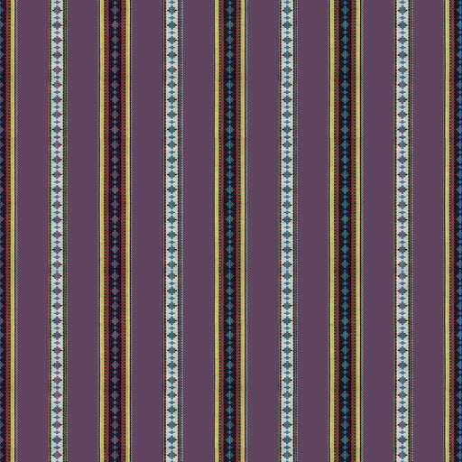 BRUNSCHWIG & FILS - RAYURE BRODERIE- AUBERGINE - Fabric by the Yard AUBERGINE