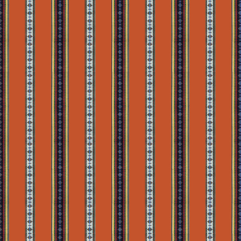 BRUNSCHWIG & FILS - RAYURE BRODERIE- ORANGE - Fabric by the Yard ORANGE